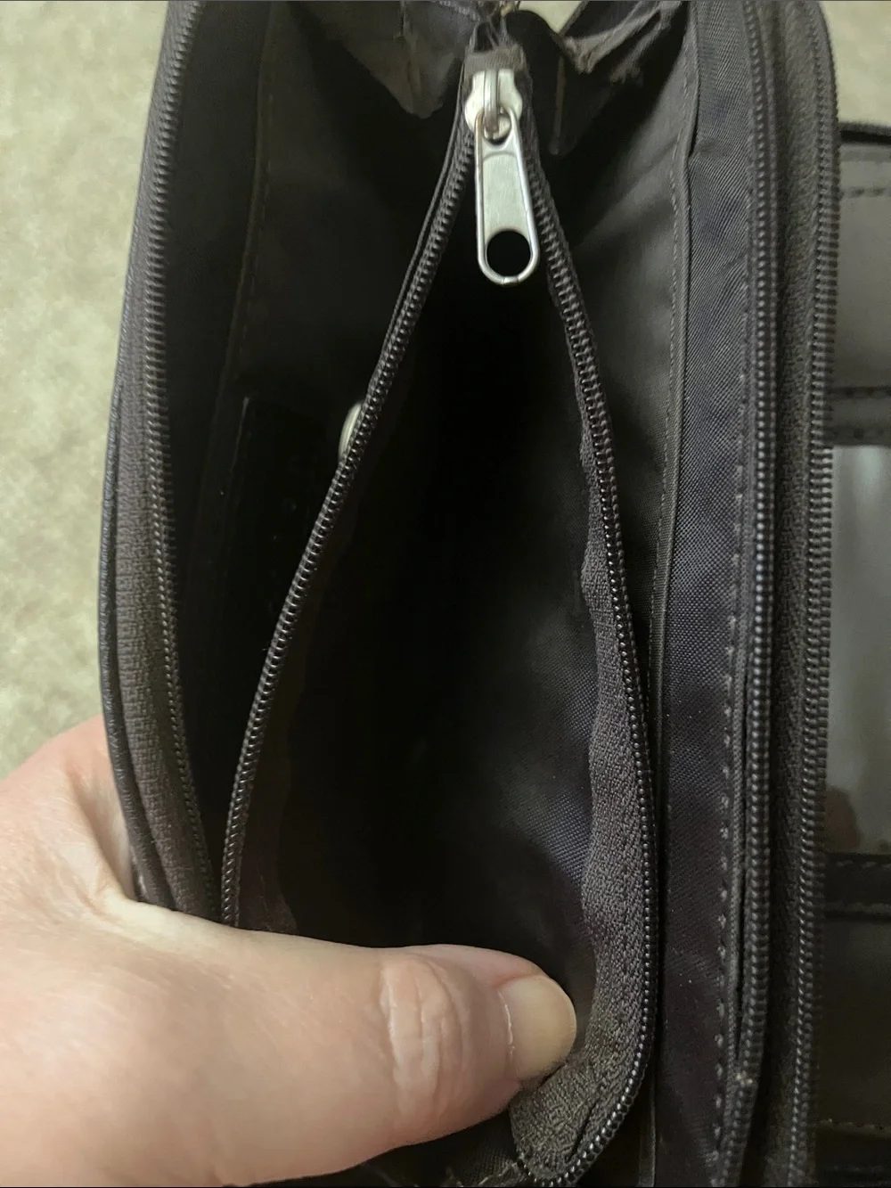attention Dark Brown Zip Wallet